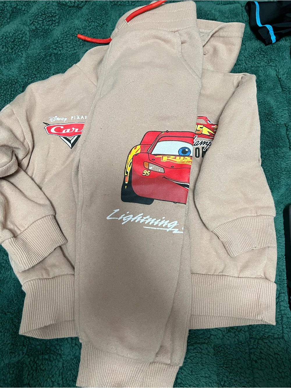 Disney Tan Kids Lightning McQueen Graphic Hoodie Set 3T